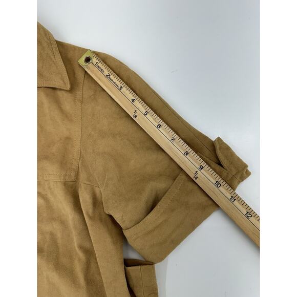 David Warren Womens Dress Size 12 Brown Suede Half Button Up Collared Vintage - Picture 12 of 15